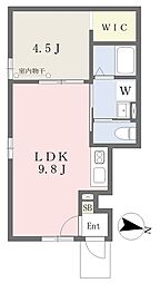 伊予鉄道高浜線 山西駅 徒歩15分の賃貸アパート 1階1LDKの間取り