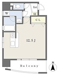 伊予鉄道市駅線 勝山町駅 徒歩3分の賃貸マンション 4階ワンルームの間取り