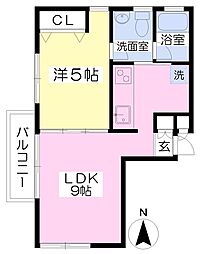 伊予鉄道市駅線 南町駅 徒歩7分の賃貸マンション 2階1LDKの間取り