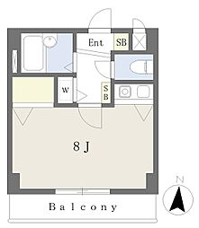 伊予鉄道本町線 本町一丁目駅 徒歩5分の賃貸マンション 2階ワンルームの間取り