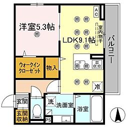 伊予鉄道環状線(JR松山駅経由) 上一万駅 徒歩4分の賃貸アパート 2階1LDKの間取り