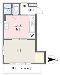 伊予鉄道高浜線 大手町駅 徒歩3分の賃貸マンション 5階1DKの間取り