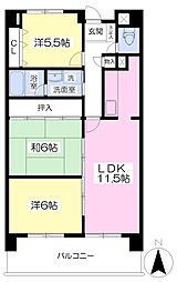 伊予鉄道郡中線 土橋駅 徒歩1分の賃貸マンション 7階3LDKの間取り