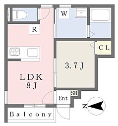 伊予鉄道横河原線 いよ立花駅 徒歩7分の賃貸アパート 1階1LDKの間取り