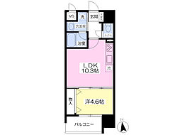 伊予鉄道市駅線 勝山町駅 徒歩7分の賃貸マンション 9階1LDKの間取り