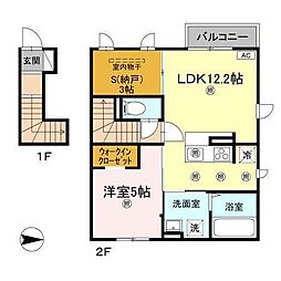 伊予鉄道環状線(JR松山駅経由) 平和通一丁目駅 徒歩2分の賃貸アパート 2階1SLDKの間取り