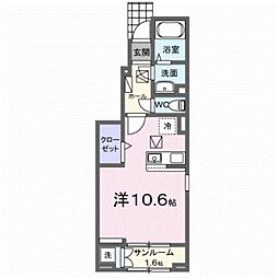伊予鉄道環状線(JR松山駅経由) 木屋町駅 バス6分 東長戸（いよてつ）下車 徒歩12分の賃貸アパート 1階ワンルームの間取り