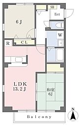フォブールたまい 2LDKの間取図画像