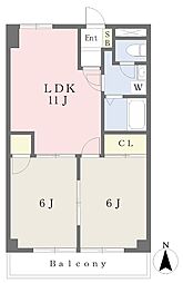 オックスフォードサーカス河原町 2LDKの間取図画像