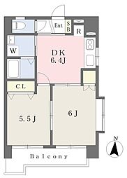 パレ・グラン室町 2DKの間取図画像