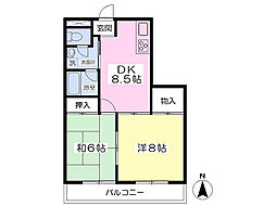 オックスフォードサーカス河原町 2DKの間取図画像