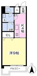アリストグランキューブ 1Kの間取図画像