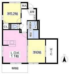 グランモアK 2LDKの間取図画像