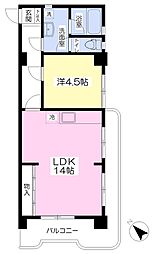 ヴィラアンソレイエ今治八町西 1LDKの間取図画像