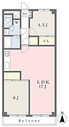 シャンボール千舟 2LDKの間取図画像