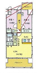 永田小坂ビル 2LDKの間取図画像