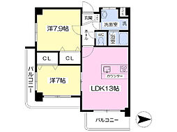メゾンＭＢ喜与町 4階2LDKの間取り