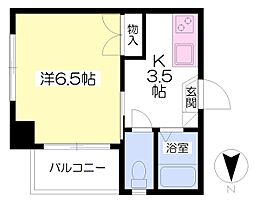 伊予鉄道環状線(JR松山駅経由) 鉄砲町駅 徒歩1分の賃貸マンション 3階1Kの間取り