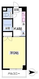 伊予鉄道本町線 本町六丁目駅 徒歩8分の賃貸マンション 4階1Kの間取り