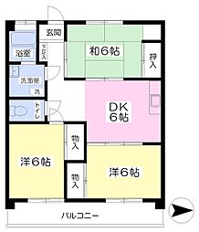 山本マンション 3DKの間取図画像