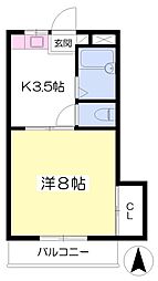 伊予鉄道環状線(JR松山駅経由) 木屋町駅 徒歩6分の賃貸アパート 1階1Kの間取り