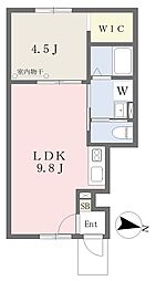 伊予鉄道高浜線 山西駅 徒歩15分の賃貸アパート 1階1LDKの間取り