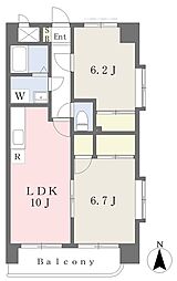 伊予鉄道横河原線 横河原駅 徒歩7分の賃貸マンション 7階2LDKの間取り