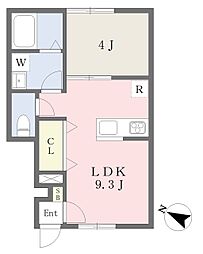 伊予鉄道横河原線 田窪駅 徒歩5分の賃貸アパート 1階1LDKの間取り