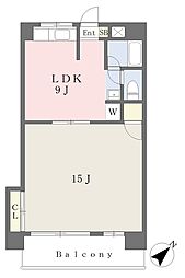 伊予鉄道郡中線 土橋駅 徒歩17分の賃貸マンション 2階1LDKの間取り