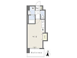 伊予鉄道環状線(JR松山駅経由) 高砂町駅 徒歩3分の賃貸マンション 6階ワンルームの間取り