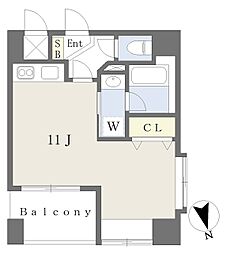 オスト・ヴォルケ東雲 6階ワンルームの間取り