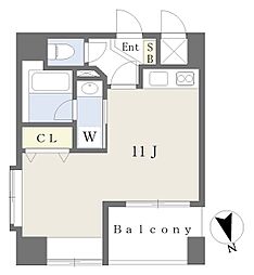 オスト・ヴォルケ東雲 8階ワンルームの間取り