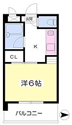 伊予鉄道郡中線 土橋駅 徒歩10分の賃貸マンション 2階1Kの間取り