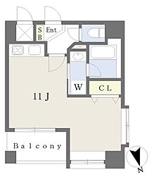 オスト・ヴォルケ東雲 ワンルームの間取図画像