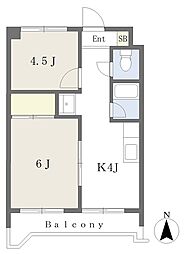 レジデンス三番町壱番館 2Kの間取図画像