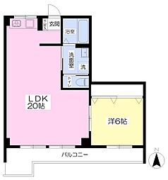 グランドロッソ朝生田 1LDKの間取図画像