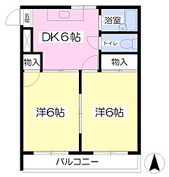 ラポール室町 2DKの間取図画像