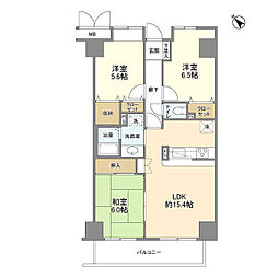 パロス美野島 3LDKの間取図画像