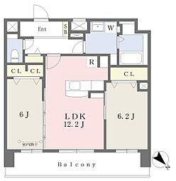 ルーチェフェリス・レジデンス竹下 2LDKの間取図画像