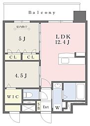 ルーチェフェリス・レジデンス竹下 2LDKの間取図画像