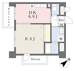 プレミール中村 1DKの間取図画像