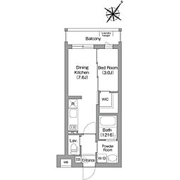 福岡市南区大楠1丁目マンション 1DKの間取図画像