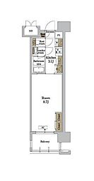 RJRプレシア博多パークレジデンス 1Kの間取図画像