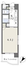カーサ・ヴェルデ博多駅南 1Kの間取図画像