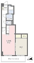 ドルチェ水前寺 2階1LDKの間取り