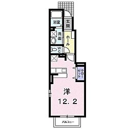 JR豊肥本線 新水前寺駅 バス14分 セイラタウン南下車 徒歩4分の賃貸アパート 1階ワンルームの間取り