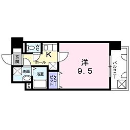 熊本市電B系統 新町駅 徒歩3分の賃貸マンション 3階1Kの間取り