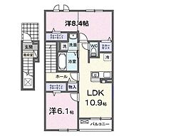 JR豊肥本線 東海学園前駅 徒歩13分の賃貸アパート 2階2LDKの間取り