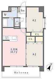 ボナールハイム新外 3階2LDKの間取り