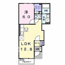 JR豊肥本線 肥後大津駅 バス7分 翔陽高校前バス停下車 徒歩5分の賃貸アパート 1階1LDKの間取り
